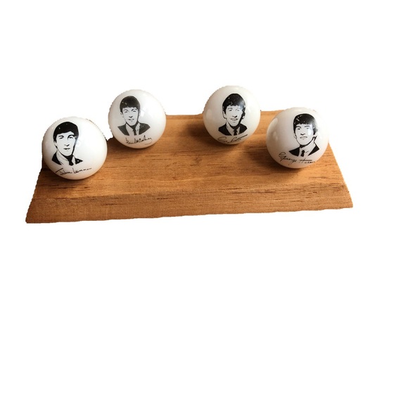 Beatles Marbles Set With Wooden Display John Paul Ringo & George - Picture 1 of 5